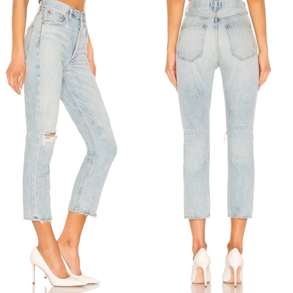 Agolde Riley High Rise Straight Crop In Shatter Size 25 - Picture 5 of 12
